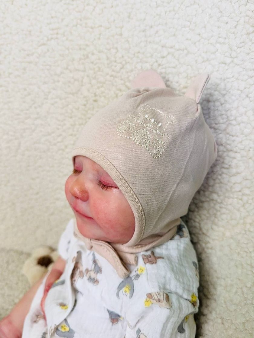 ❤ Шапочка з зав'язками, 0-3міс. Колір - Бежевий. Матеріал - Інтерлок (#39479874) ✓ Anna Konvert