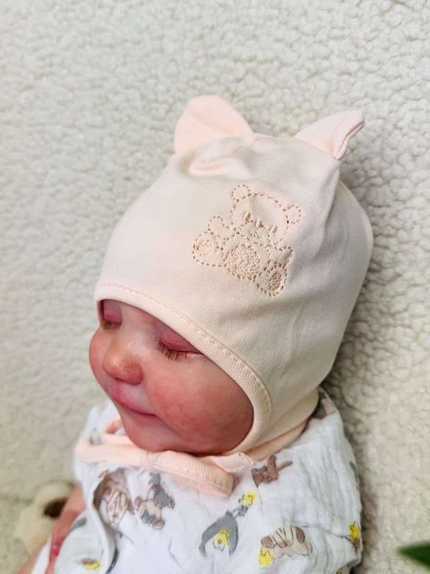 ❤ Шапочка з зав'язками, 0-3міс. Колір - Персиковий. Матеріал - Інтерлок (#33968558) ✓ Anna Konvert