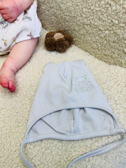 ❤ Шапочка з зав'язками, 0-3міс. Колір - Сірий. Матеріал - Інтерлок (#92262019) ✓ Anna Konvert 2