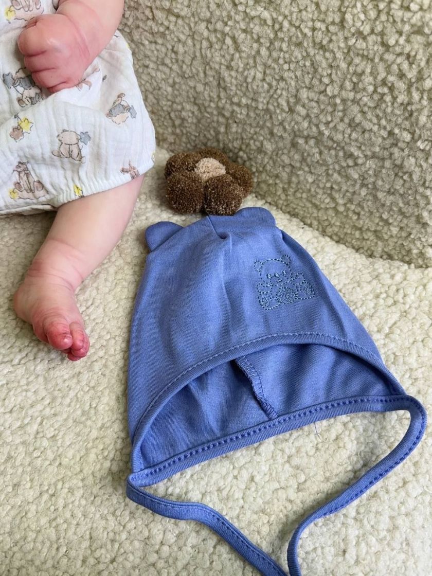 ❤ Шапочка з зав'язками, 0-3міс. Колір - Фіолетовий. Матеріал - Інтерлок (#85780357) ✓ Anna Konvert