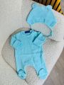 ❤ Мусліновий чоловічок з шапочкою. Принт - Бірюзовий однотон. Розмір - 56-62см (#32918996) ✓ Anna Konvert