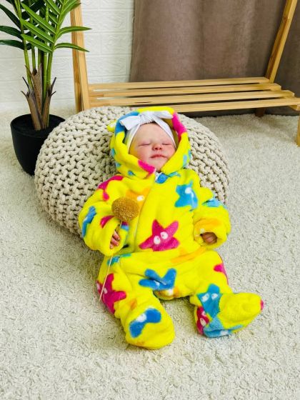 ❤ Чоловічок махровий, велсофт, утеплений на блискавці. Колір - Жовтий з кольоровими зірками. Розмір - 62-68 (#31693855) ✓ Anna K 2