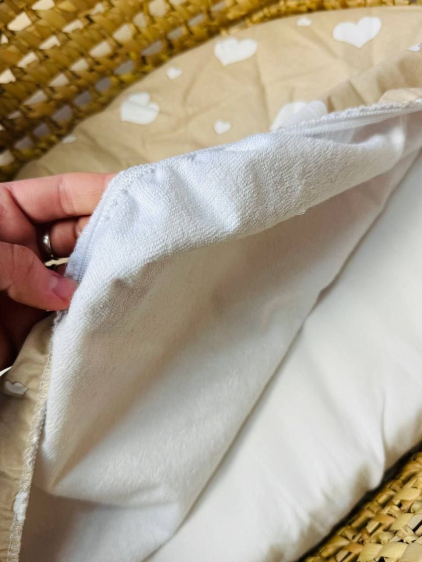 ❤ Набір у візочок, Плед без утеплення. Принт - Плюш смушка беж, серця білі (#77034274) ✓ Anna Konvert