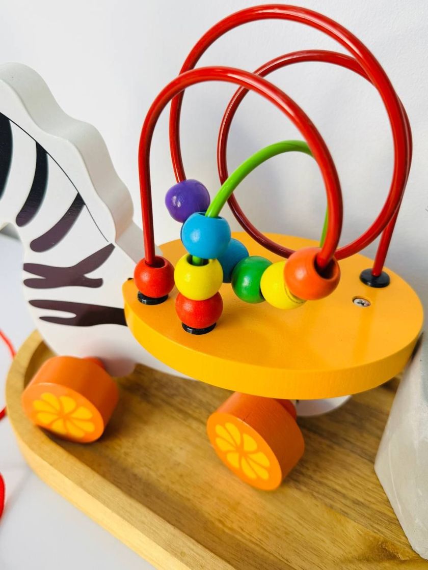 ❤ Каталка C 65619 (30) 2 види, дерев’яна, пальчиковий лабіринт, мотузок, в коробці (#65619) ✓ Anna Konvert