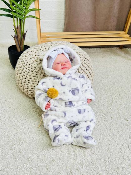 ❤ Чоловічок махровий, велсофт, утеплений на блискавці. Колір - Молочний зі слоном. Розмір - 62-68 (#14890431) ✓ Anna Konvert 2