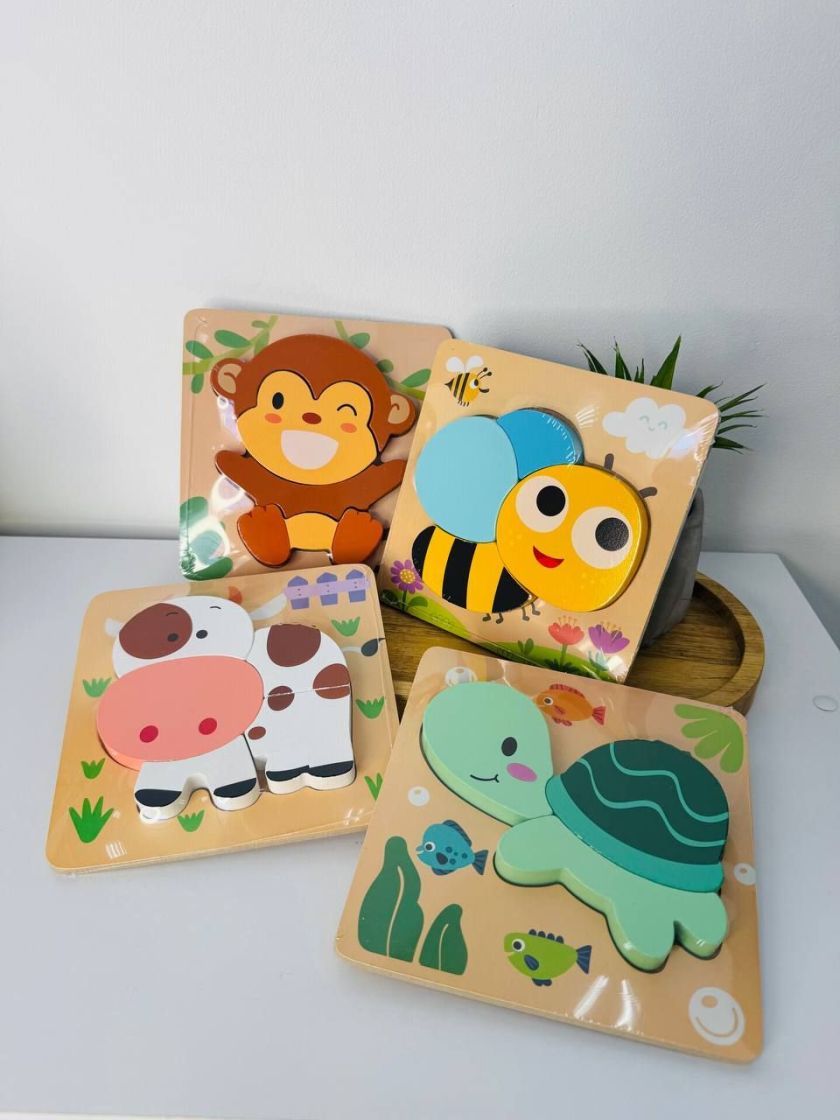 ❤ Дерев’яна гра "Рамка-пазли" 53808 4 рамки в наборі, тваринки, у плівці (#53804) ✓ Anna Konvert