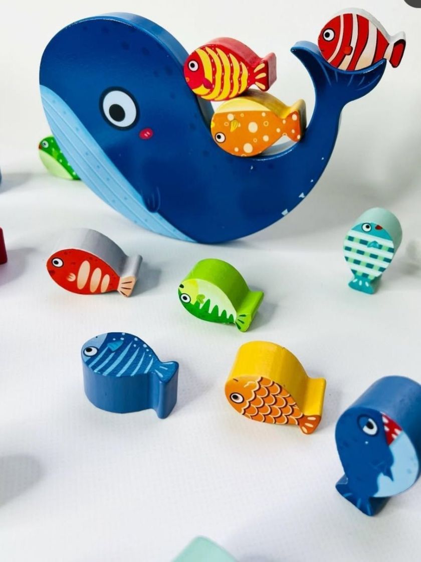 ❤ Дерев'яна розвиваюча гра-балансир "Тварини океану" (18 ігрових фігур, гральний кубик) С 62737 (#62737) ✓ Anna Konvert