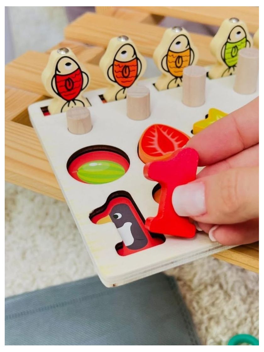 ❤ Логічна дерев’яна дошка Магнітна риболовля, сортер, цифри, продукти (#С67016) ✓ Anna Konvert