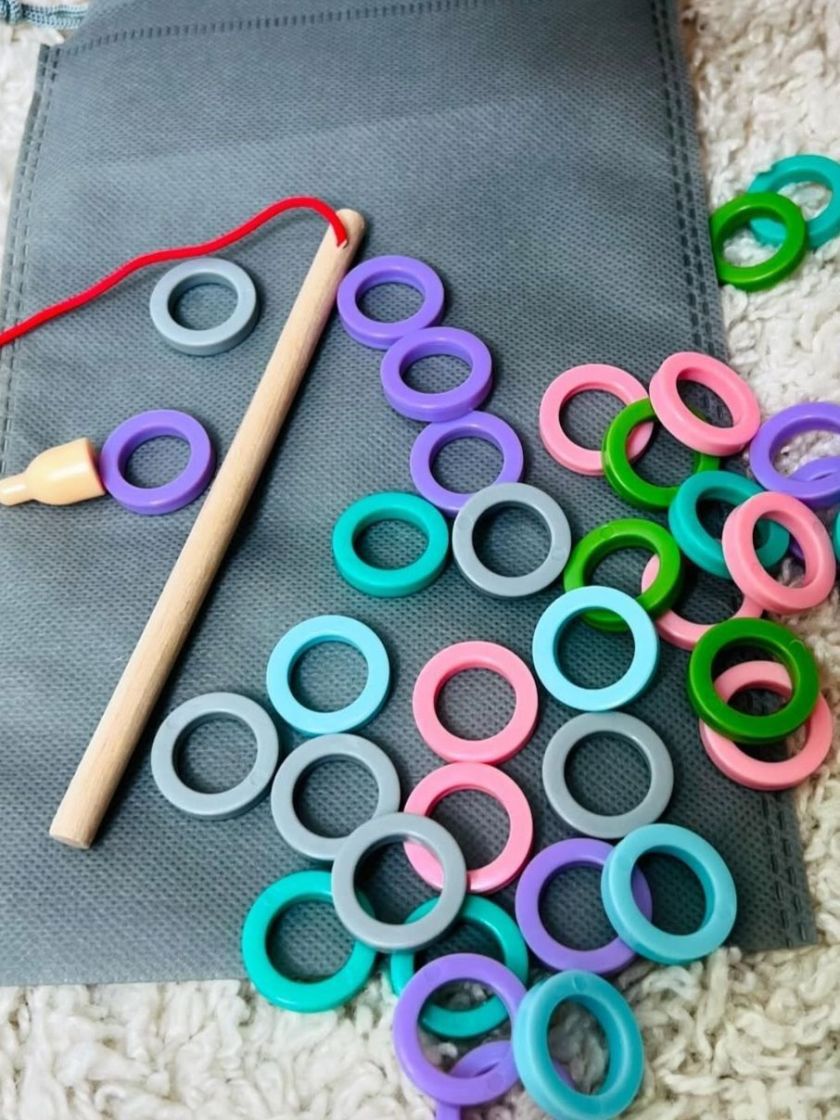 ❤ Логічна дерев’яна дошка Магнітна риболовля, сортер, цифри, продукти (#С67016) ✓ Anna Konvert