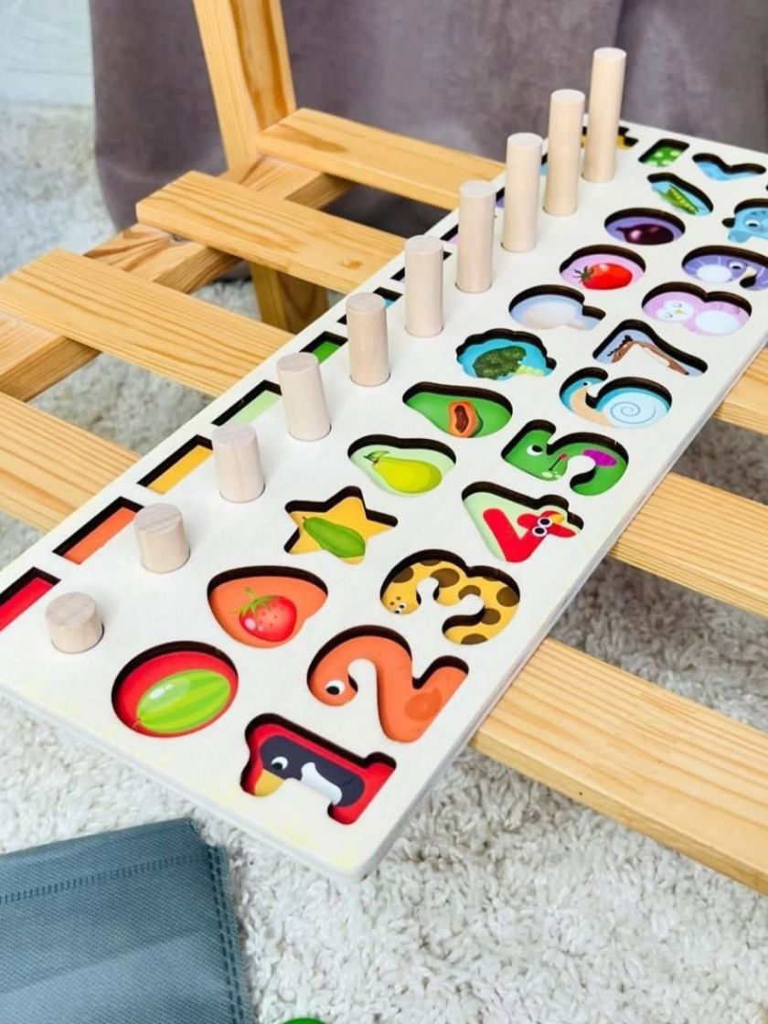 ❤ Логічна дерев’яна дошка Магнітна риболовля, сортер, цифри, продукти (#С67016) ✓ Anna Konvert