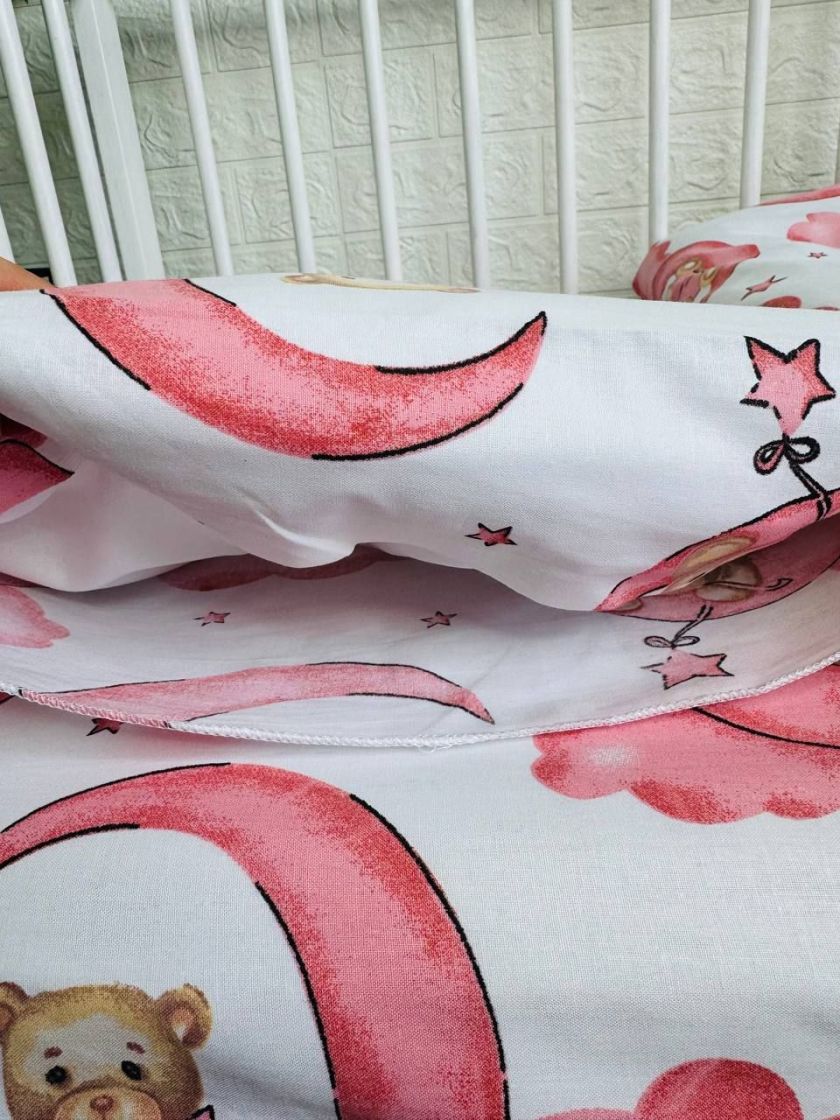 ❤ Змінна дитяча постіль, розмір підковдри 140 см на 110 см. Принт - Ведмедик на місяці рожевий (#63119187) ✓ Anna Konvert