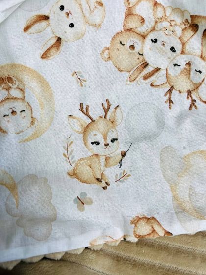 ❤ Плед в пологовий, мінкі плюш, без утеплювача, 100см на 80см. Колір, принт - Плюш смужка бежевий, милі звірі (#63702650) ✓ Anna 2