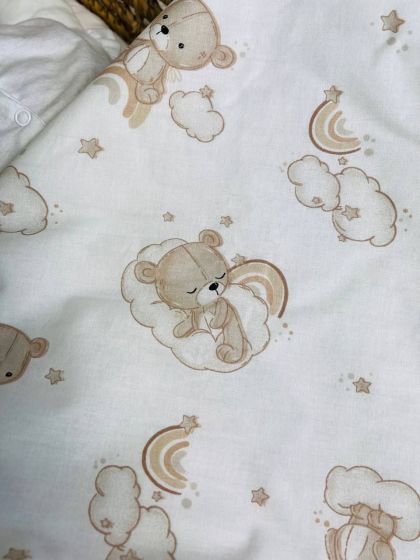 ❤ Плед в пологовий, мінкі плюш, без утеплювача, 100см на 80см. Колір, принт - Плюш смужка молочний, ведмеді невзрачні (#31297378 2