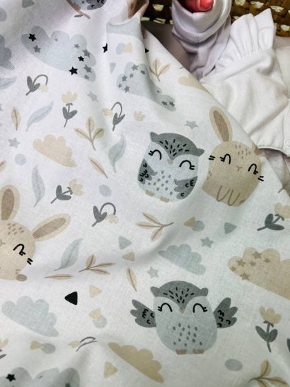 ❤ Плед в пологовий, мінкі плюш, без утеплювача, 100см на 80см. Колір, принт - Плюш смужка сірий, совенята (#21816225) ✓ Anna Kon 2