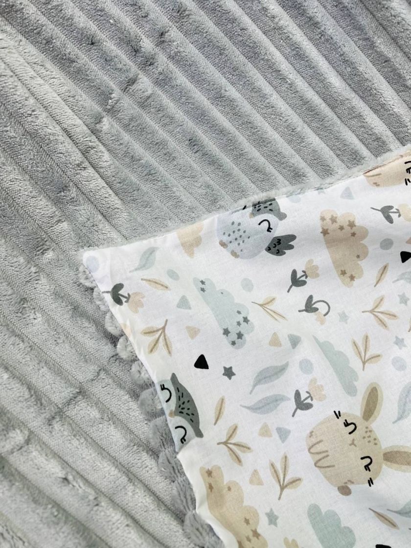 ❤ Плед в пологовий, мінкі плюш, без утеплювача, 100см на 80см. Колір, принт - Плюш смужка сірий, совенята (#21816225) ✓ Anna Kon