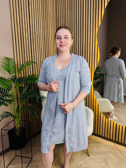 ❤ Комплет сорочка та халат для годування "Кант". Колір - Сірий. Розмір - 56-58 (#62645465) ✓ Anna Konvert 2