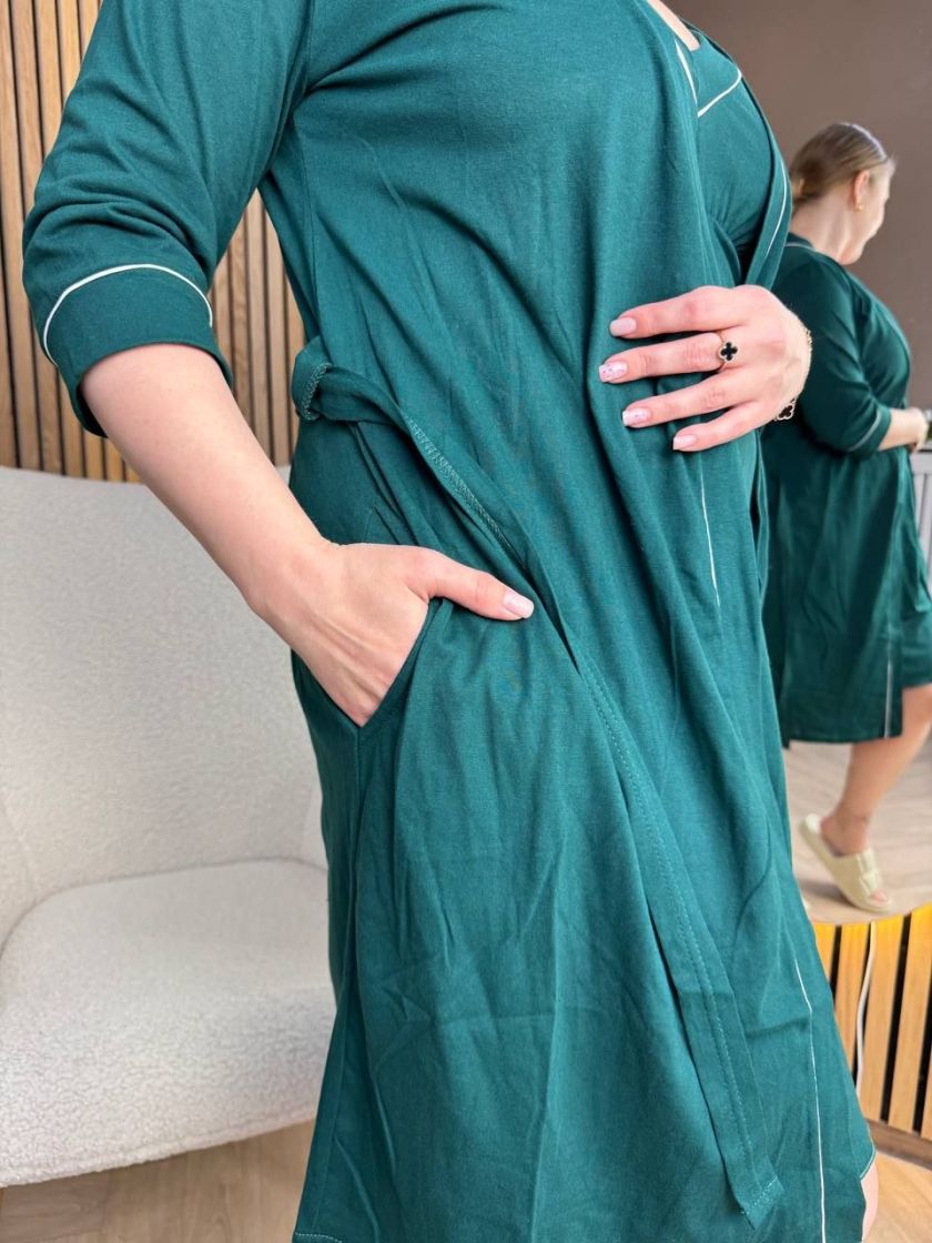 ❤ Комплет сорочка та халат для годування "Кант". Колір - Ізумруд. Розмір - 52-54 (#7274380) ✓ Anna Konvert