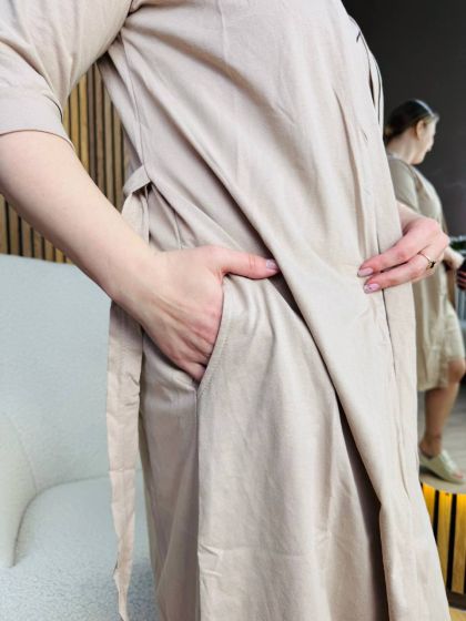 ❤ Комплет сорочка та халат для годування "Кант". Колір - Бежевий з кор. кантом. Розмір - 56-58 (#88392980) ✓ Anna Konvert 2