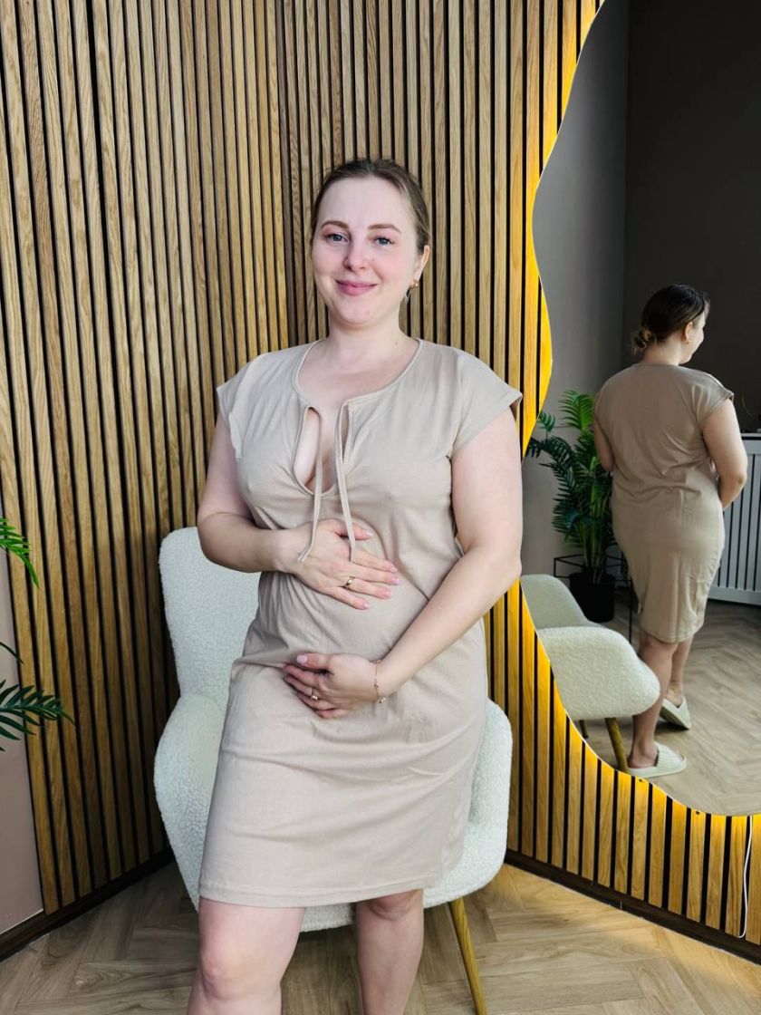 ❤ Сорочка на пологи бавовняна. Колір - Бежевий з кор. кантом. Розмір - 54-56 (#68609260) ✓ Anna Konvert