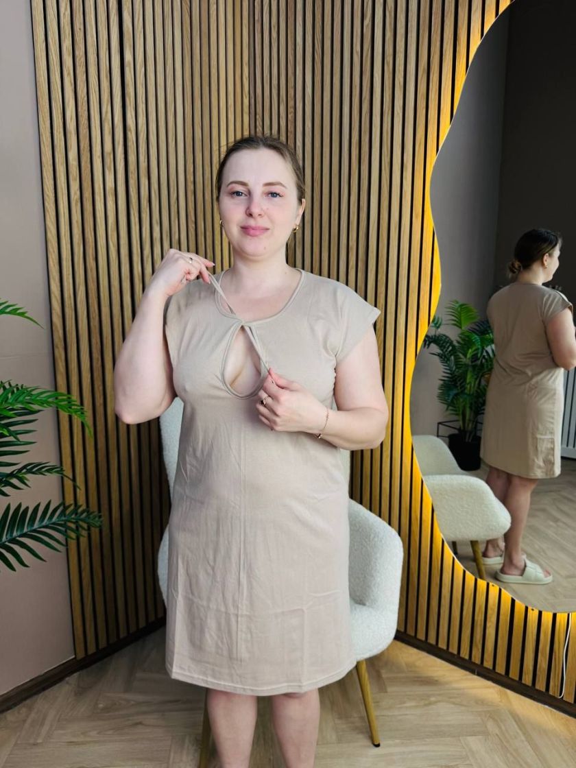 ❤ Сорочка на пологи бавовняна. Колір - Бежевий з кор. кантом. Розмір - 58-60 (#22890813) ✓ Anna Konvert