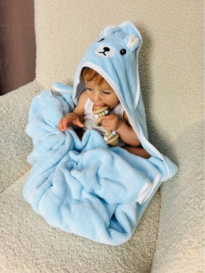 ❤ Рушник-кутик, 110 см на 110 см, до 10 років, бавовна 60%. Колір - Миша блакитний (#46098225) ✓ Anna Konvert