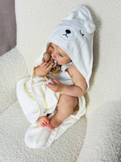 ❤ Рушник-кутик дитячий, 80*80 см. Колір - Молочний, ведмедик (#36727027) ✓ Anna Konvert 2