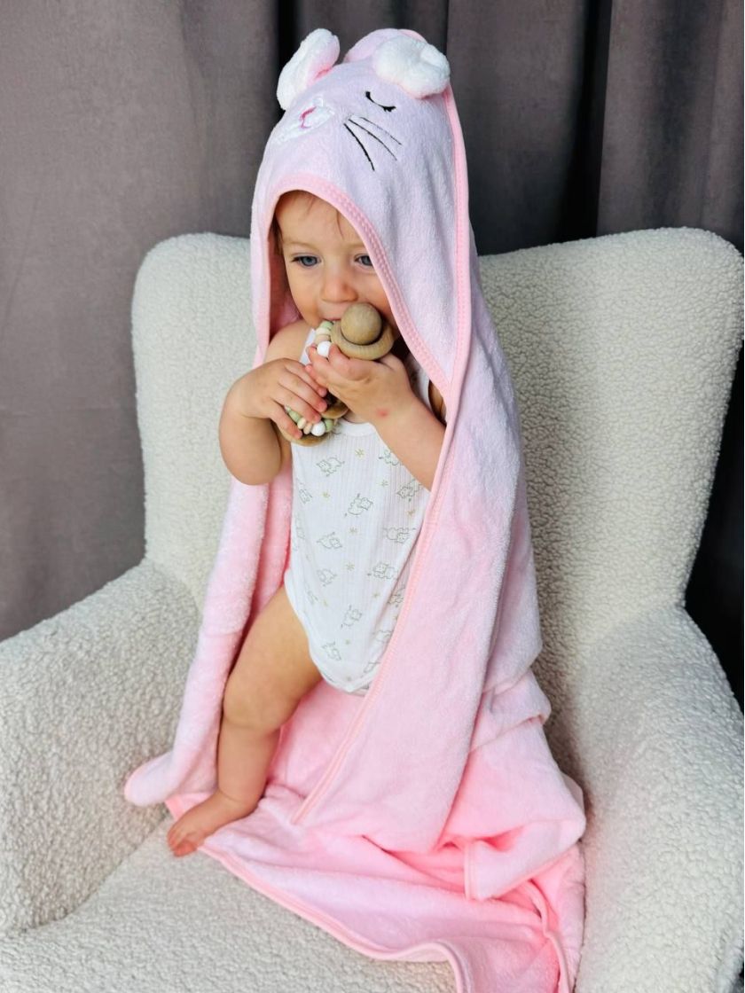 ❤ Рушник-кутик дитячий, 80*80 см. Колір - Рожевий, мишка (#35303247) ✓ Anna Konvert