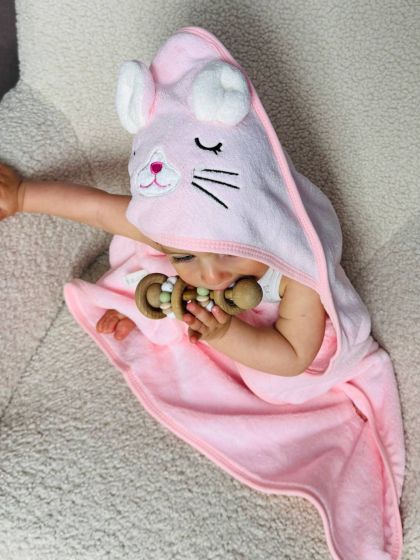 ❤ Рушник-кутик дитячий, 80*80 см. Колір - Рожевий, мишка (#35303247) ✓ Anna Konvert 2