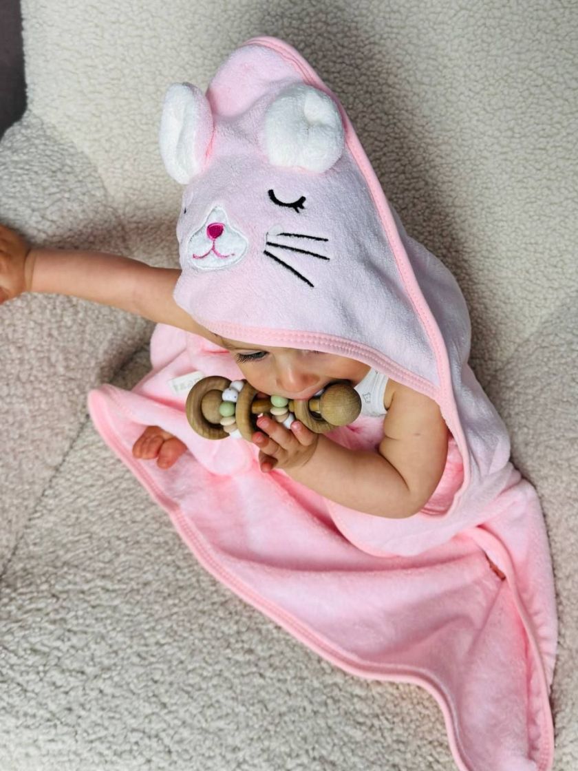 ❤ Рушник-кутик дитячий, 80*80 см. Колір - Рожевий, мишка (#35303247) ✓ Anna Konvert