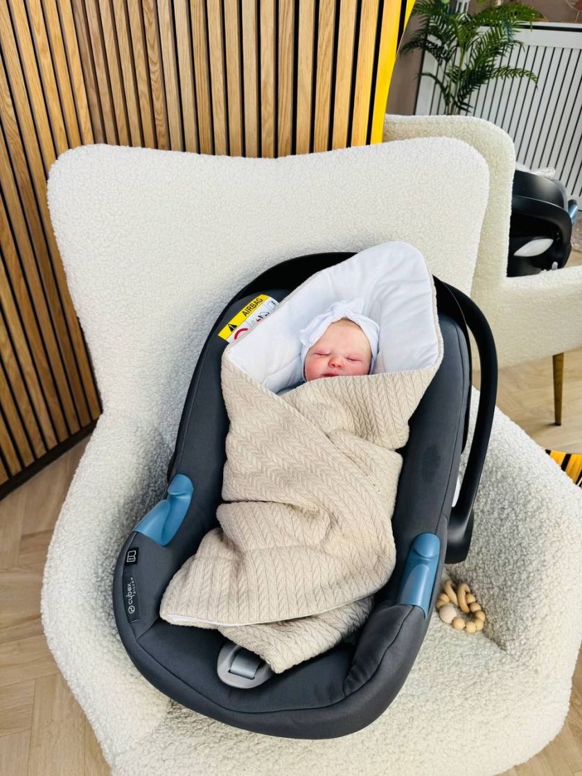 ❤ Конверт-плед на виписку у автокрісло, косичка 80*80. Колір - Бежевий (#97305370) ✓ Anna Konvert