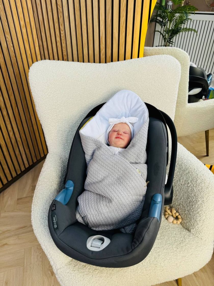 ❤ Конверт-плед на виписку у автокрісло, косичка 80*80. Колір - Сірий (#14819632) ✓ Anna Konvert