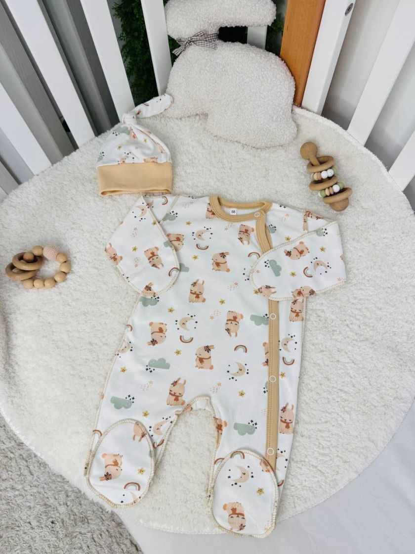 ❤ Чоловічок з шапочкою 56-62р. Колір - Веселка, заєць з бежевим (#16566876) ✓ Anna Konvert