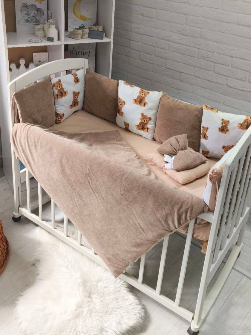 ❤ Набір на 3 боки велюр Elliz. Колір - Коричневий з ведмедиком тедді (#79866875) ✓ Anna Konvert