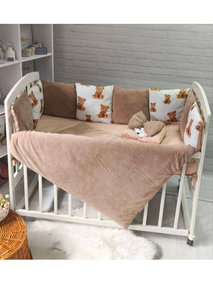 ❤ Набір на 3 боки велюр Elliz. Колір - Коричневий з ведмедиком тедді (#79866875) ✓ Anna Konvert 2