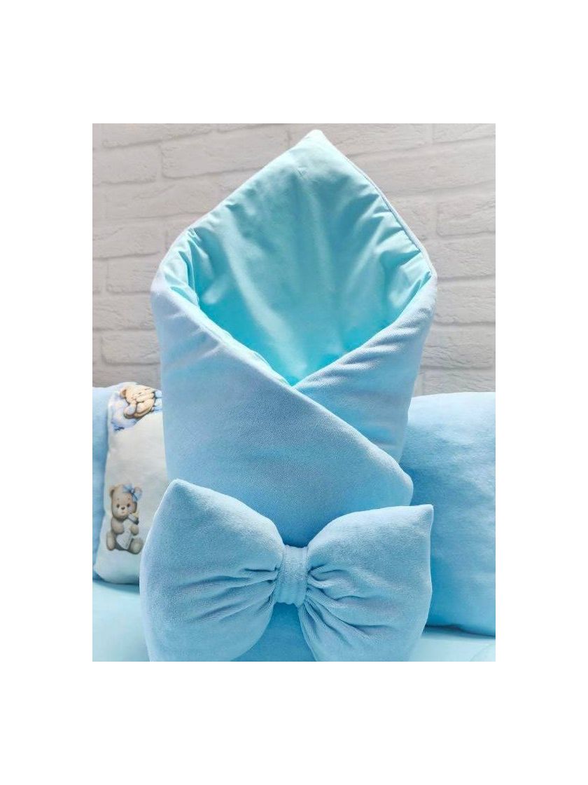 ❤ Набір на 3 боки велюр Elliz. Колір - Блакитний ведмедик на подушці (#56657465) ✓ Anna Konvert