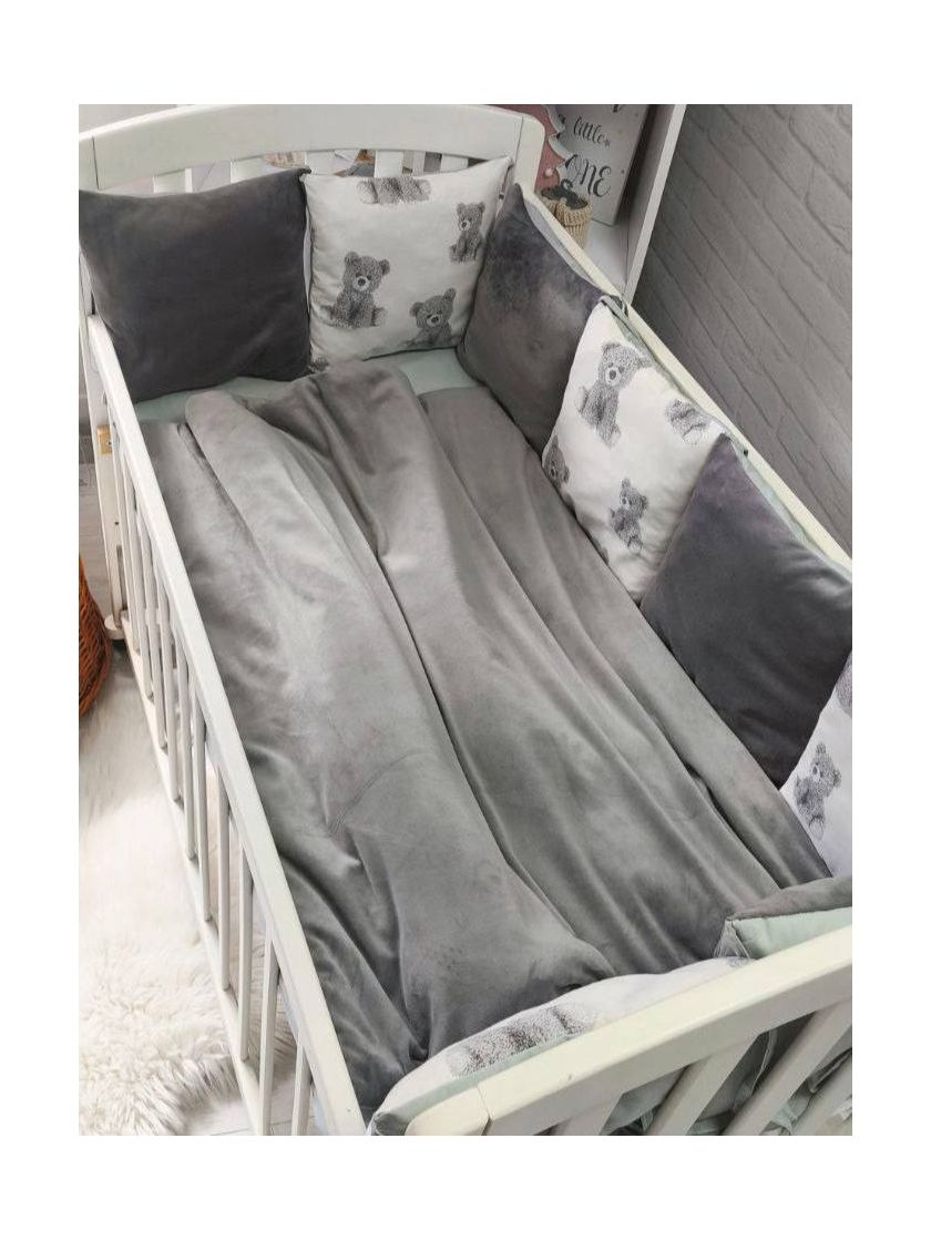 ❤ Набір на 3 боки велюр Elliz. Колір - Сірий з ведмедиком тедді (#8486274) ✓ Anna Konvert