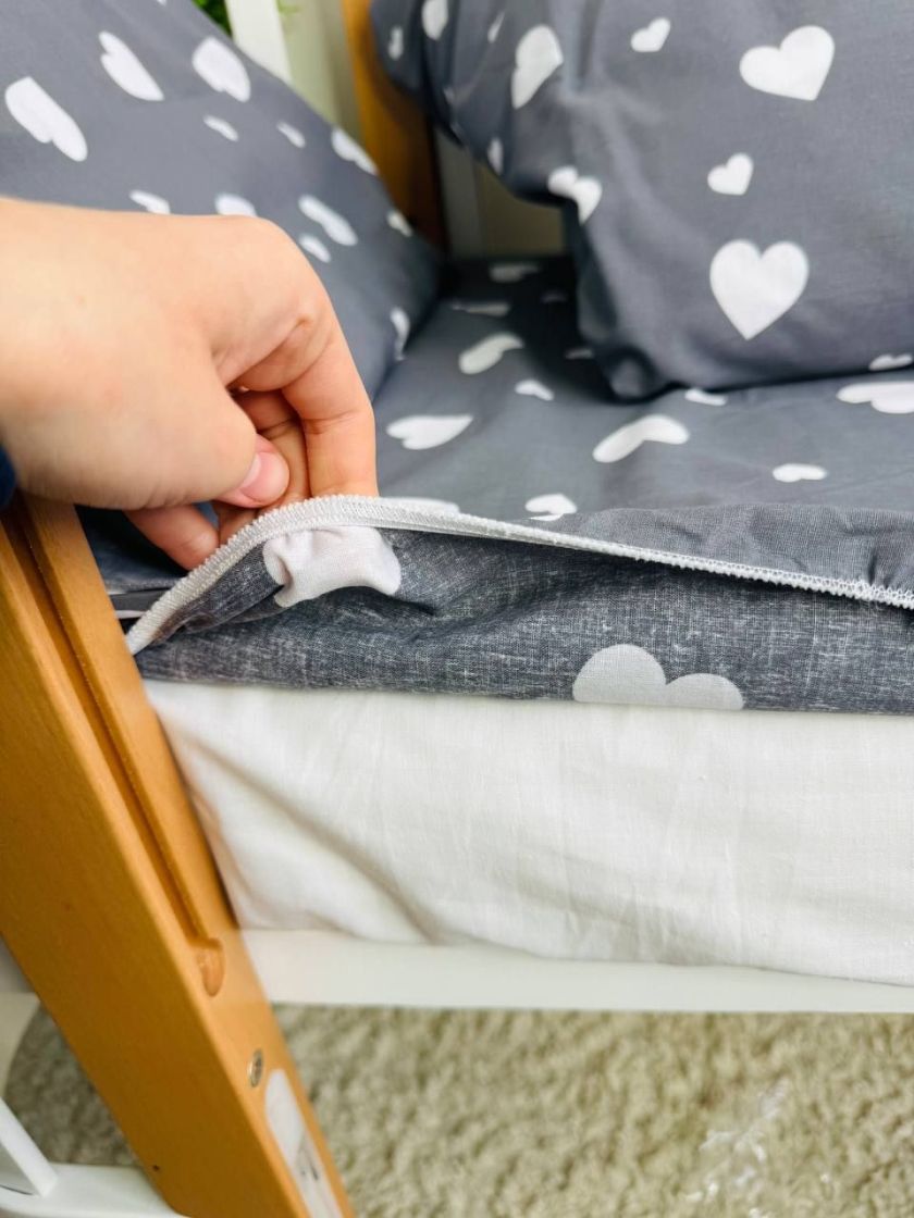 ❤ Змінна дитяча постіль, розмір підковдри 140 см на 110 см. Принт - Серця білі великі на сірому (#43882224) ✓ Anna Konvert