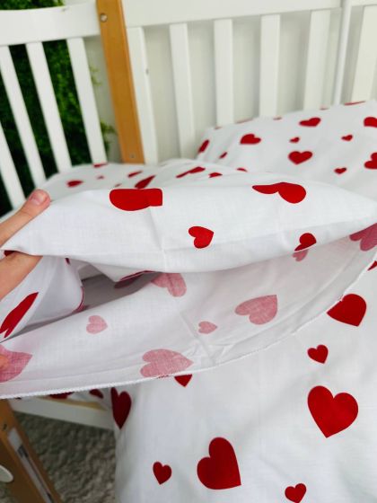 ❤ Змінна дитяча постіль, розмір підковдри 140 см на 110 см. Принт - Серця червоні великі на білому (#80842509) ✓ Anna Konvert 2
