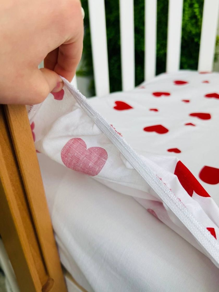 ❤ Змінна дитяча постіль, розмір підковдри 140 см на 110 см. Принт - Серця червоні великі на білому (#80842509) ✓ Anna Konvert