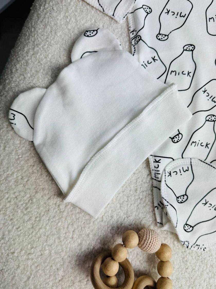 ❤ Чоловічок з шапочкою інтерлок, Баранчик БО. Принт - Пляшечки milk. Розмір - 56 (#29125976) ✓ Anna Konvert