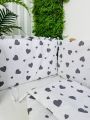 ❤ Бортики-суцільні на 4 боки ліжка, на завʼязках. Принт - Серця великі сірі на білому (#40052301) ✓ Anna Konvert