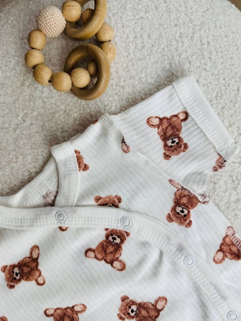 ❤ Комплект 2ка з боді з коротким рукавом, в рубчик. Принт - Сидячі ведмедики. Розмір - 62-68р (#55524842) ✓ Anna Konvert