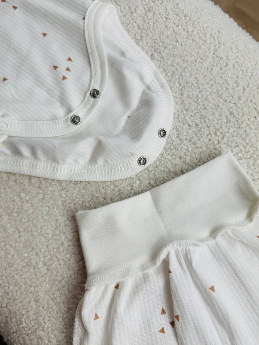 ❤ Комплект 2ка з боді з коротким рукавом, в рубчик. Принт - Маленькі трикутнички. Розмір - 56-62р (#57782394) ✓ Anna Konvert