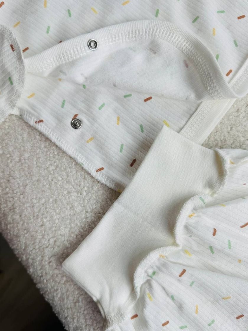 ❤ Комплект 3ка з сороч. 56-62, рубчик, Ромашка. Принт - Різнокольоровні палочки. Розмір - 56 (#86881319) ✓ Anna Konvert