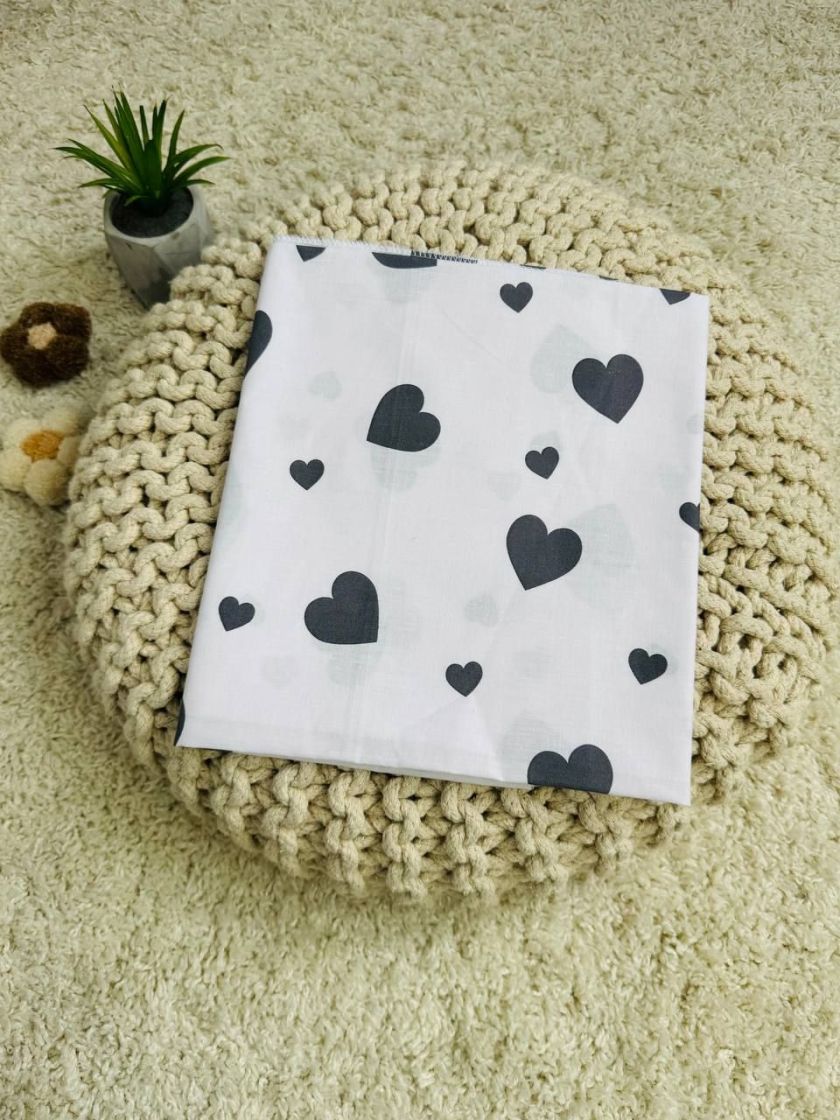 ❤ Пелюшки Ситцеві 85 см на 105 см. Принт - Серця сірі великі на білому (#39195118) ✓ Anna Konvert