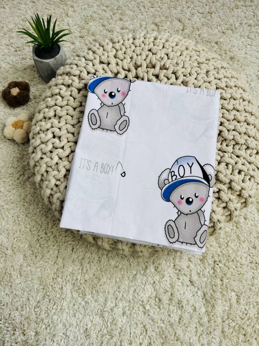 ❤ Пелюшки Ситцеві 85 см на 105 см. Принт - Ведмедик it's a BOY на білому, блакитна (#64797114) ✓ Anna Konvert