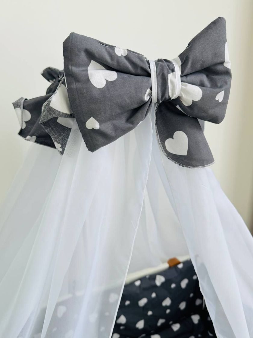 ❤ Набір у ліжко 9в1 суцільні. Принт - Серця білі великі на сірому (#4073827) ✓ Anna Konvert