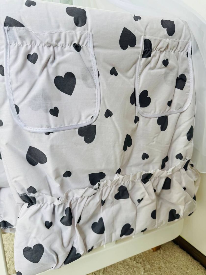 ❤ Набір у ліжко 9в1 суцільні. Принт - Серця сірі великі на білому (#40449287) ✓ Anna Konvert