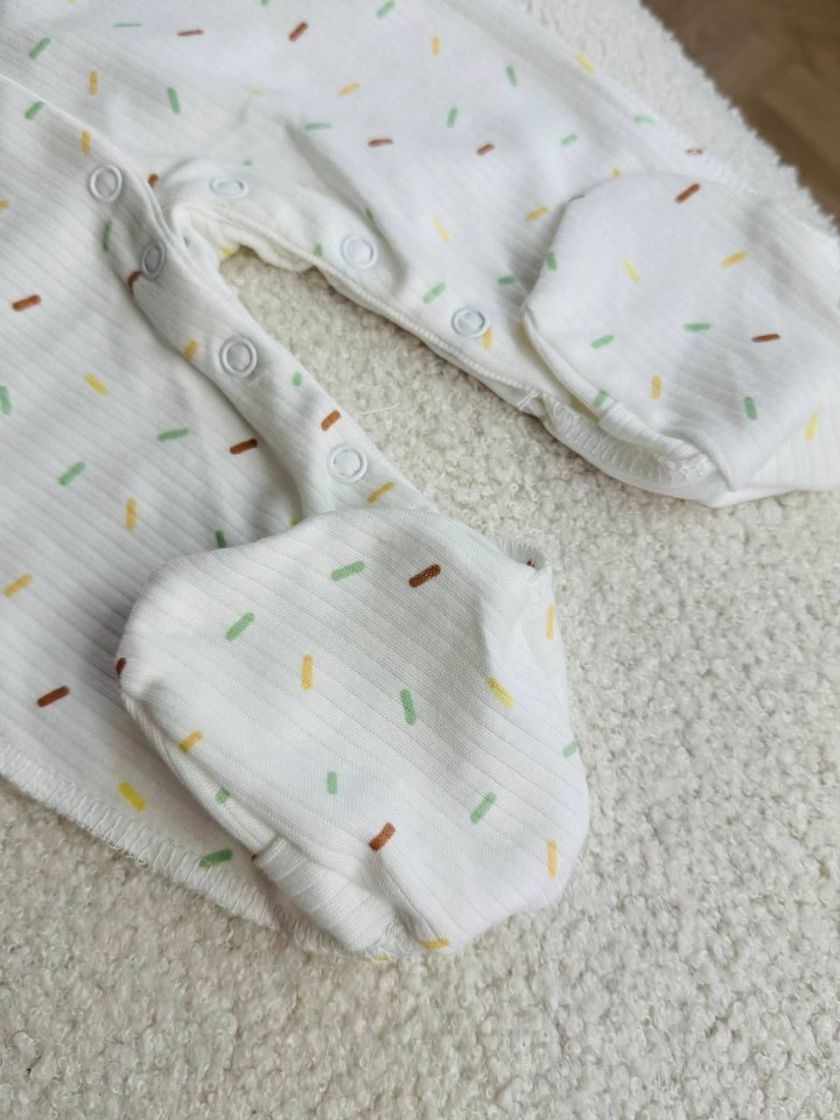 ❤ Чоловічок інтерлок в рубчик, Ромашка. Принт - Різнокольорові палочки. Розмір - 62-68см (#46555826) ✓ Anna Konvert