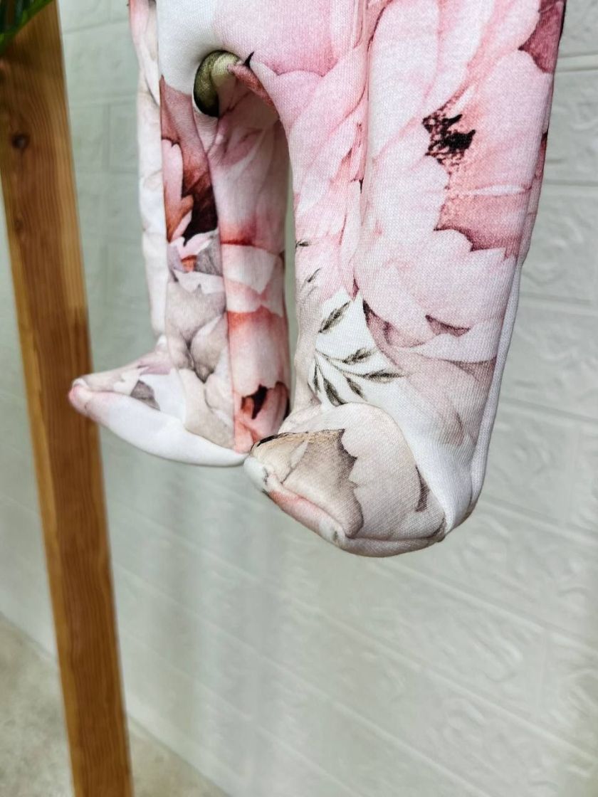 ❤ Ромпер, на флісі трьохнитка до +10 градусів.. Колір - Квіти пильно рожевий. Розмір - 62-68 см (#2422688) ✓ Anna Konvert